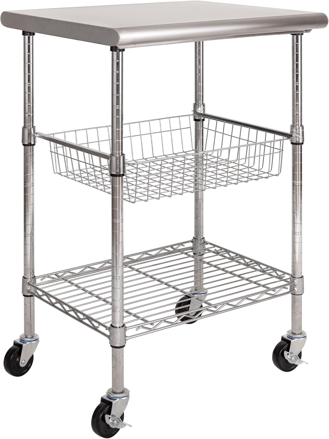 Commercial Kitchen Prep Table With Storage - Meja Kerja Makanan Komersial dari Baja