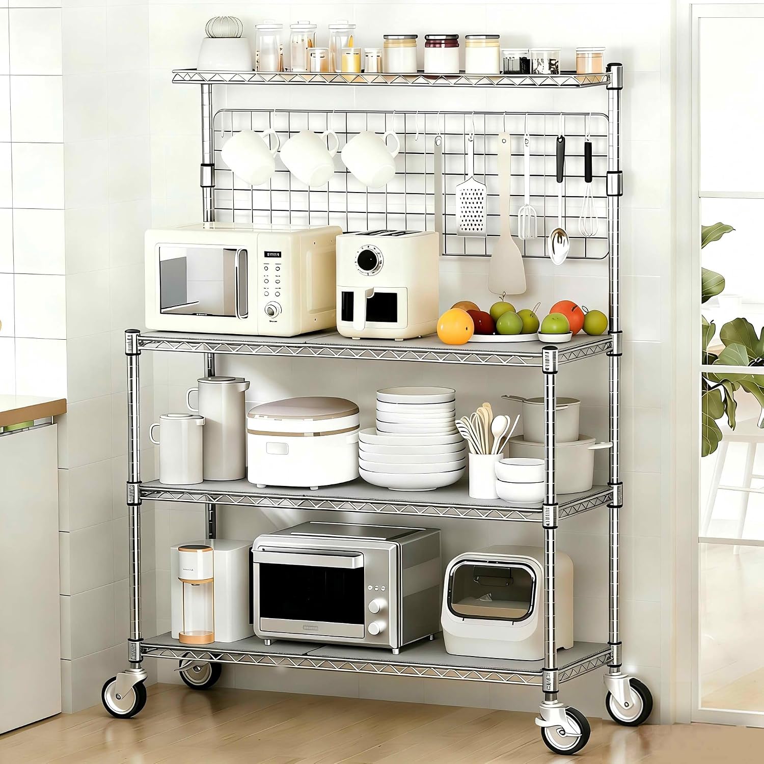 Commercial Kitchen Microwave - Rak Penyimpanan Bakers Rack, Troli Logam