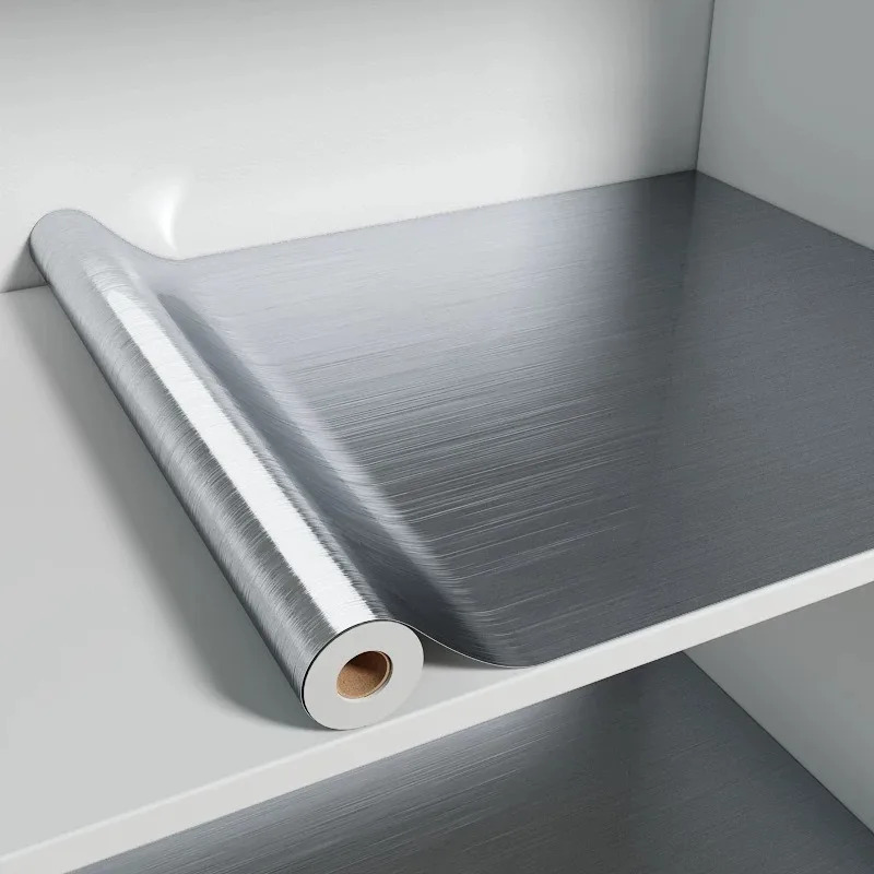 Commercial Kitchen Wall - Film Dekorasi Wallpaper PVC Stainless Silver