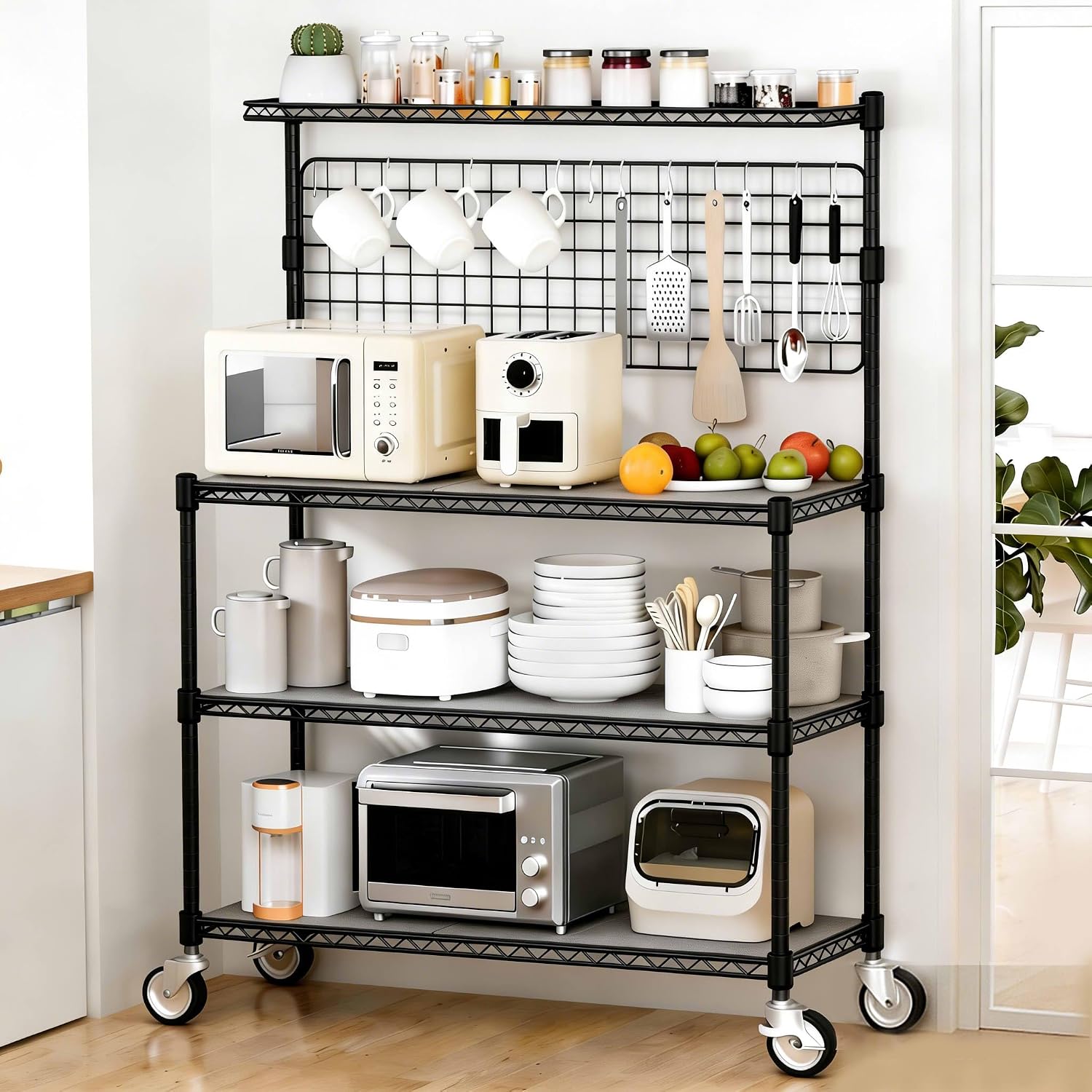 Commercial Kitchen Microwave - Rak Penyimpanan Bakers Rack, Troli Logam