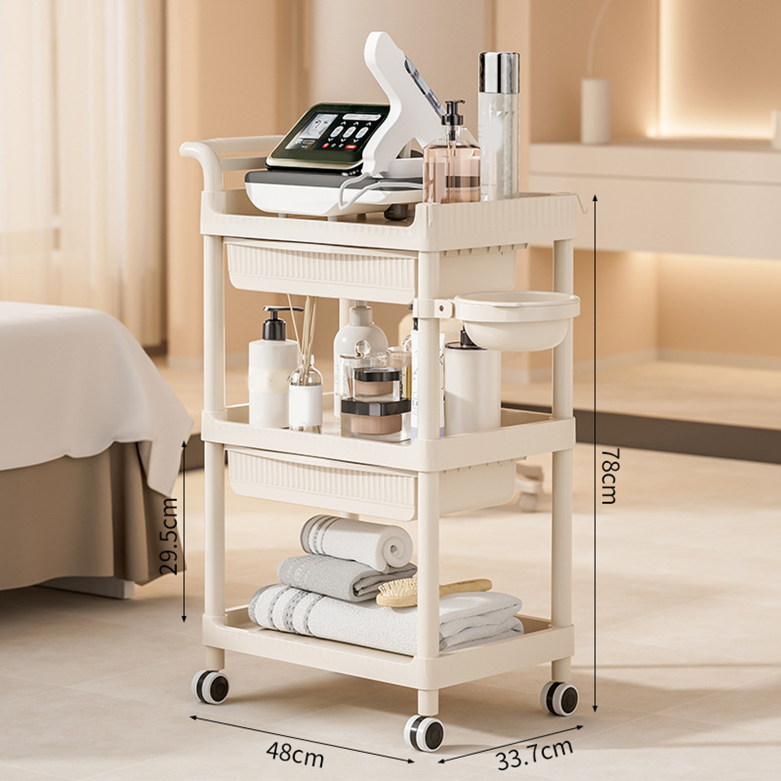 Commercial Kitchen Management - Troli 3 Tingkat Salon Kecantikan Manajemen