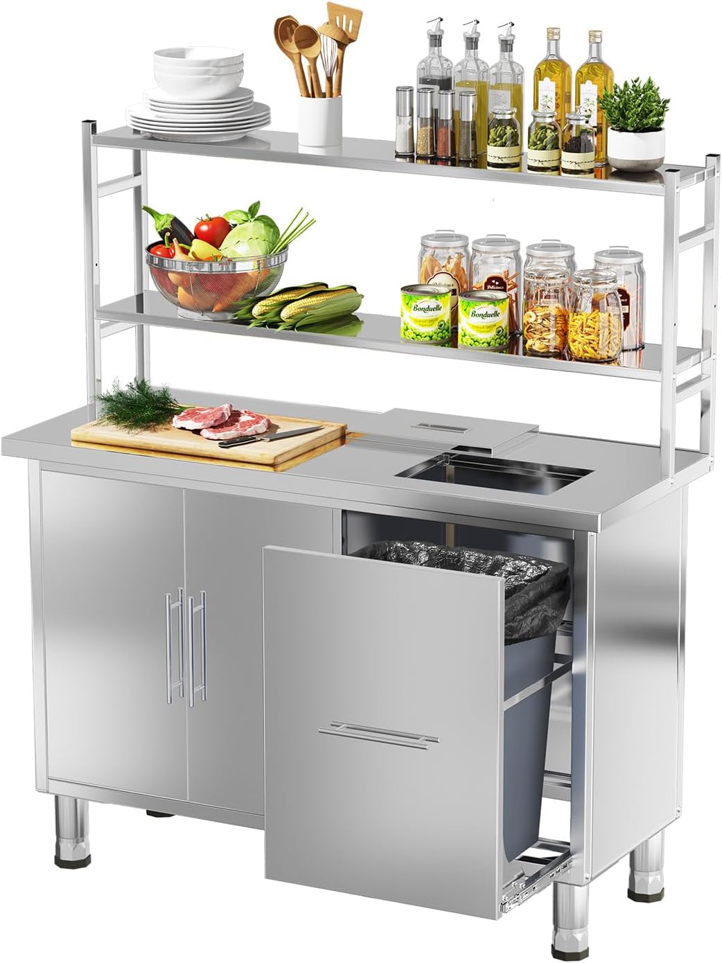 Commercial Kitchen Prep Table With Storage - Meja Persiapan Makanan dari Baja Anti