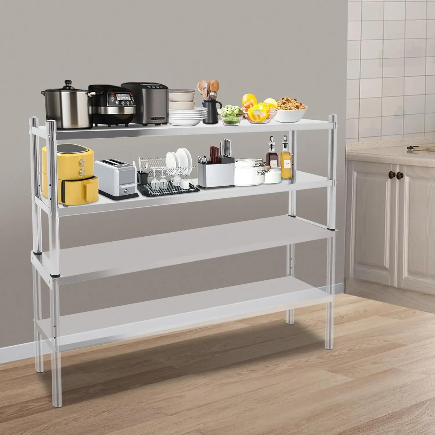Rak Baja Anti Karat Dua Tingka - Commercial Kitchen Prep Table With Storage ulasan dan harga