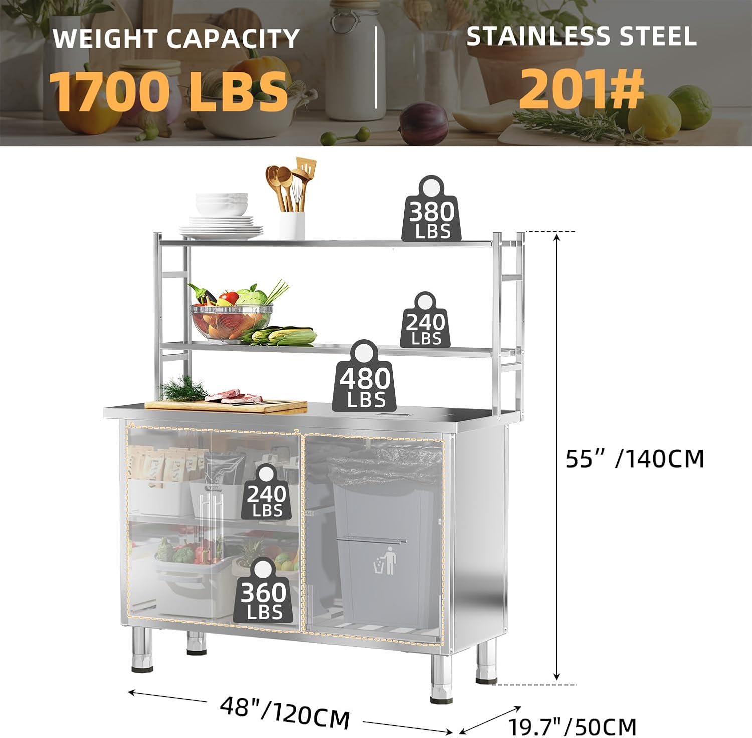 Meja Persiapan Makanan dari Ba - Commercial Kitchen Prep Table With Storage ulasan dan harga