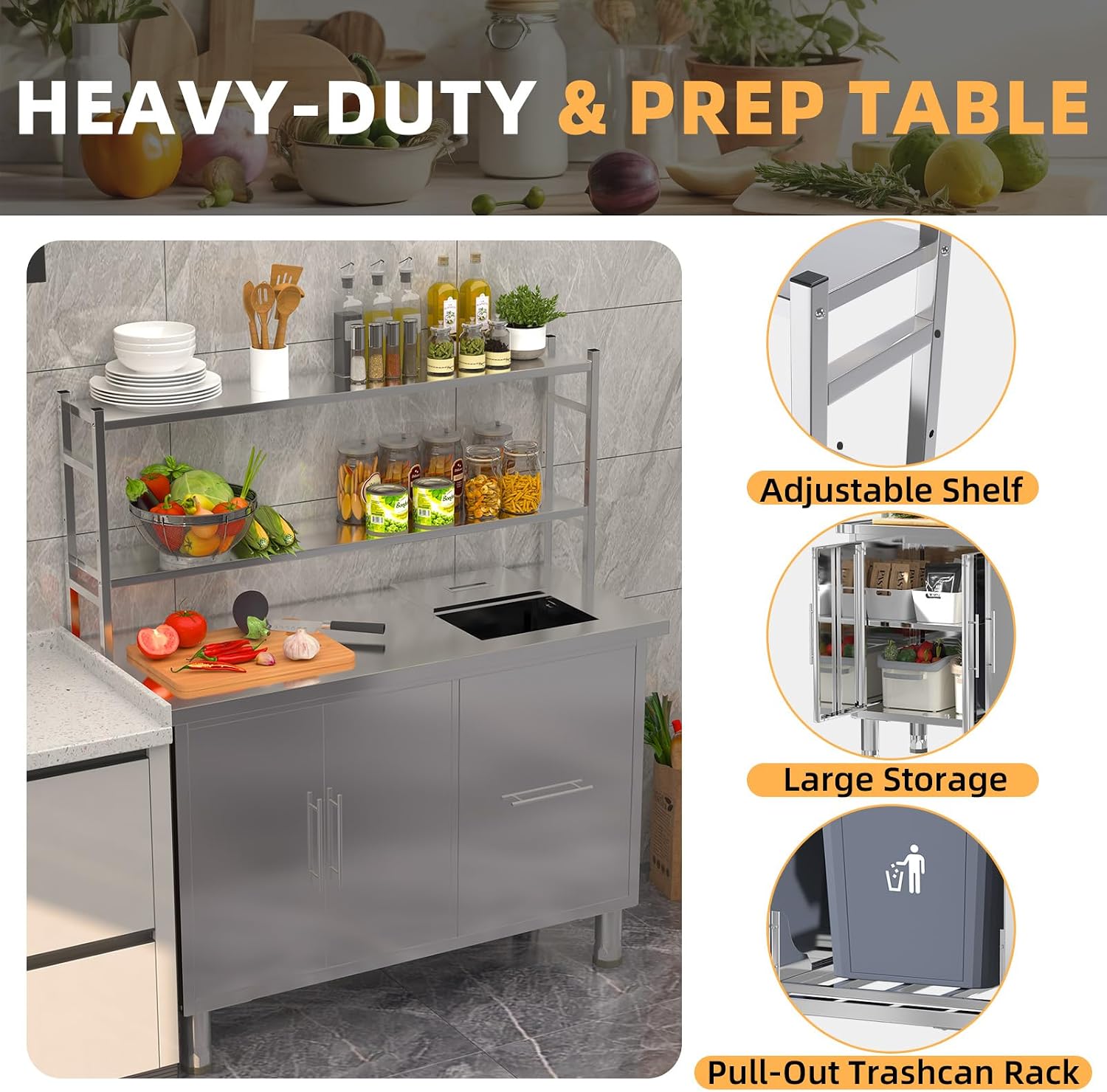 Meja Persiapan Makanan dari Ba - Commercial Kitchen Prep Table With Storage ulasan dan harga