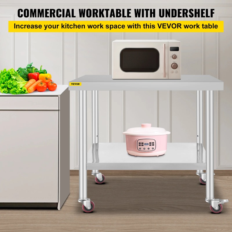 Meja Persiapan Dapur dari Baja - Commercial Kitchen Prep Table With Storage ulasan dan harga