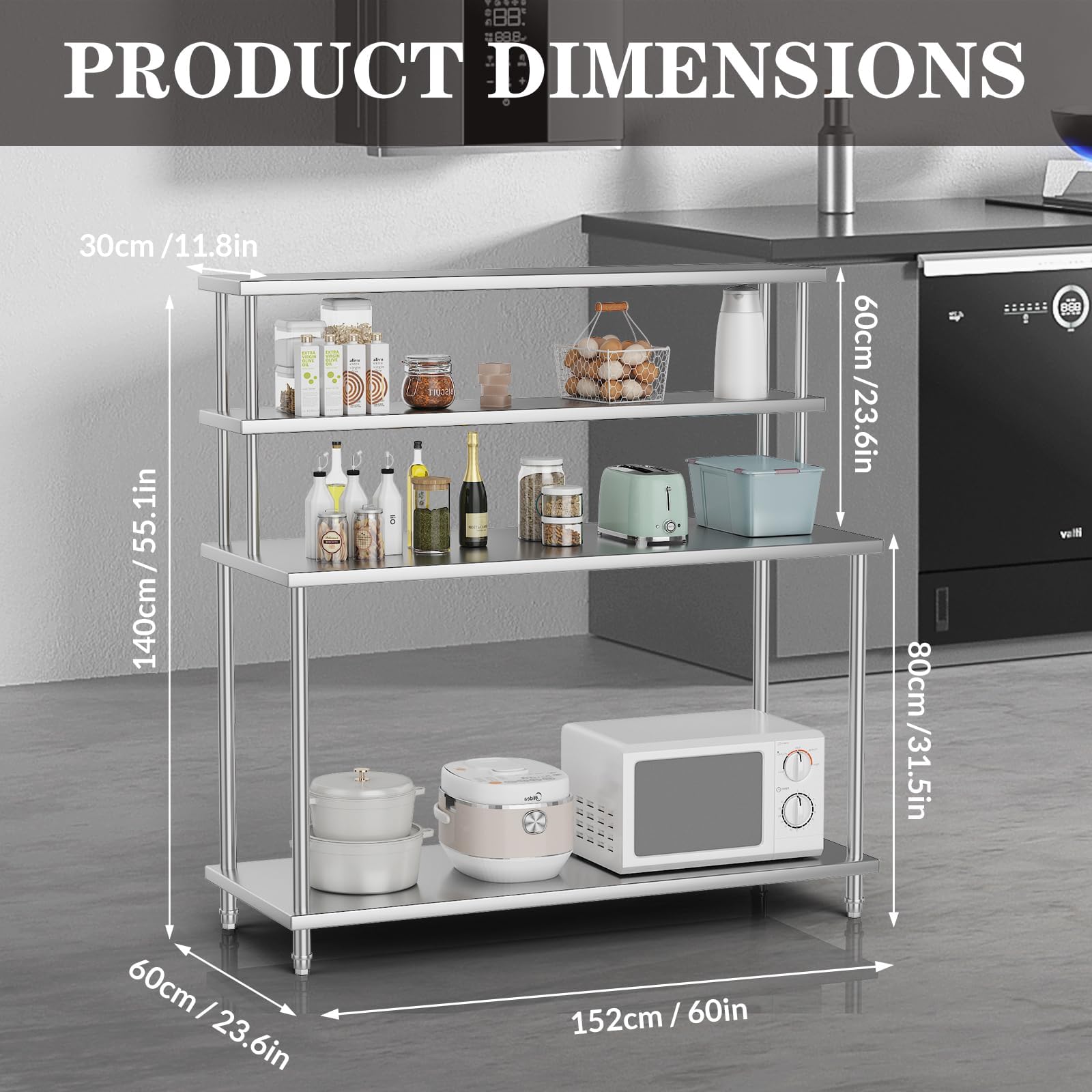 Meja Stainless Steel dengan Ra - Commercial Kitchen Prep Table With Storage ulasan dan harga
